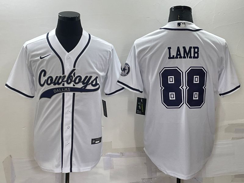 Men Dallas Cowboys 88 Lamb White Nike Co branded NFL Jersey